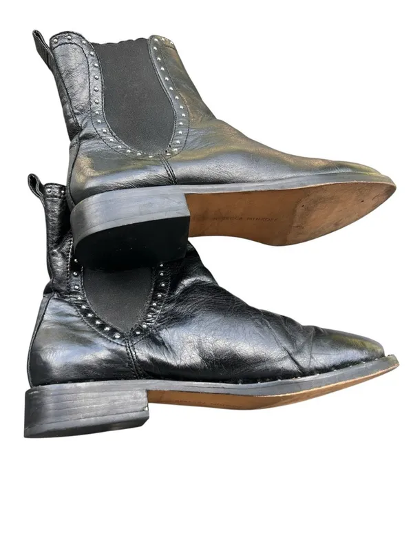 Rebecca Minkoff Sabeen Chelsea Black Studded Ankle Leather Boots 8M - Image 2
