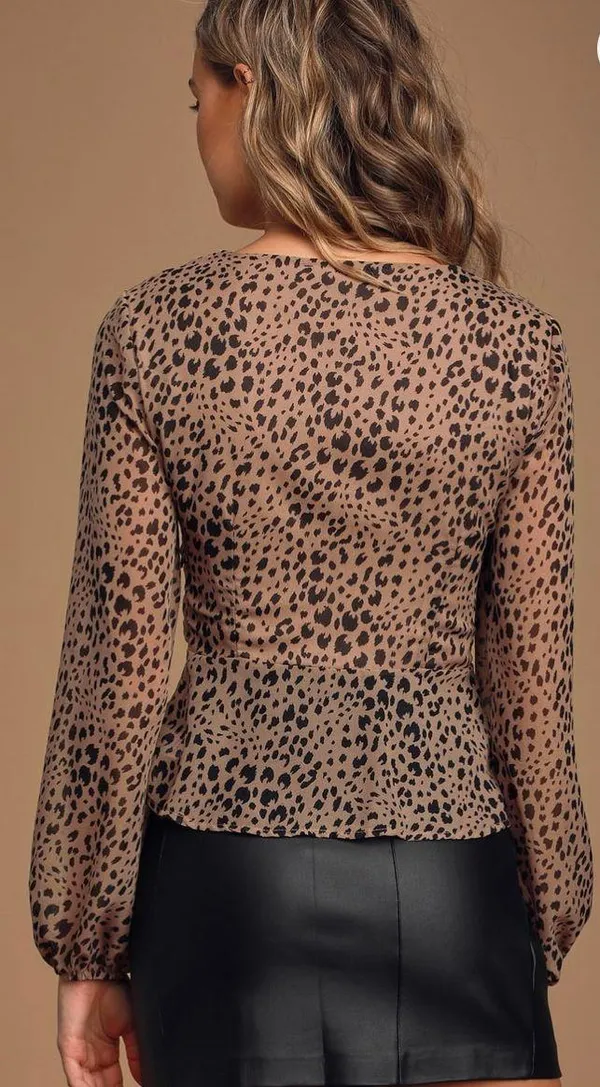 Balloon Sleeve Leopard Top - Image 2