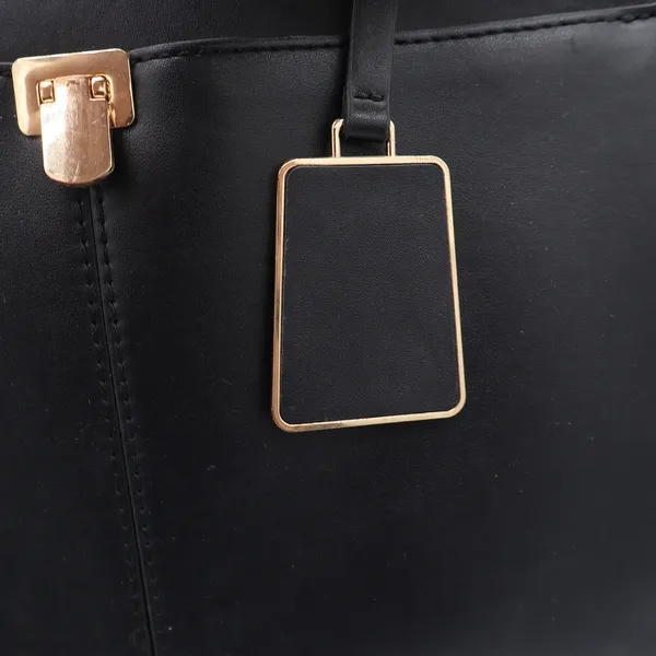 Target Black Faux Leather Satchel Crossbody Handbag Gold Hardware - Image 3