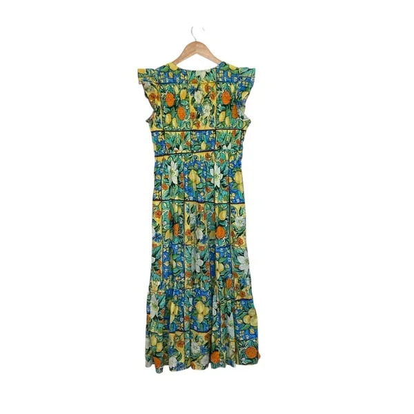 Anthropologie Peregrine Flutter Sleeve Maxi Dress In Fruit Motif XS - Image 8