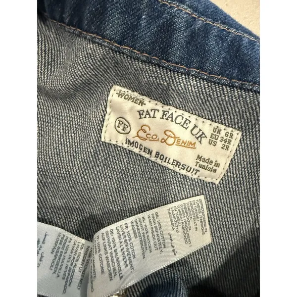 FatFace Denim Jumpsuit Size 2 Imogen Boilersuit 100%Cotton Utility Rosie Minimal - Image 4