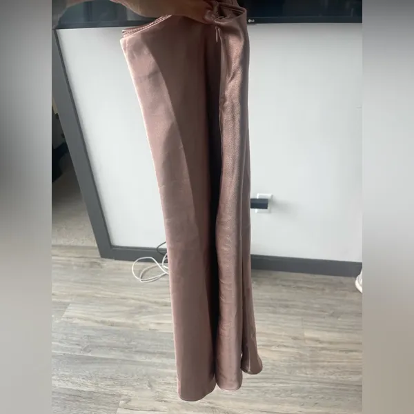 Shein Brown Midi Satin A Line Skirt Us6 - Image 5