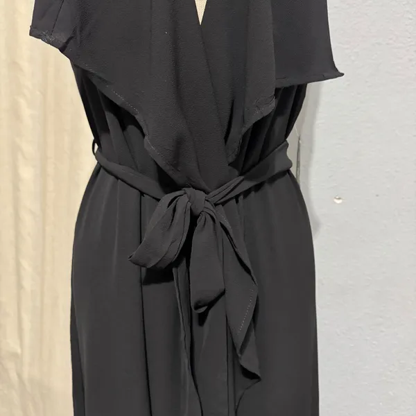 RMD Los Angeles Black Sleeveless Waterfall Duster Vest Belted Open‎ Front Small - Image 5