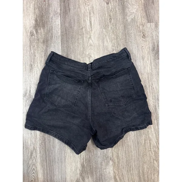 Abercrombie & Fitch The Dad Short High Rise Crossover Black Denim Shorts 32 14 - Image 3