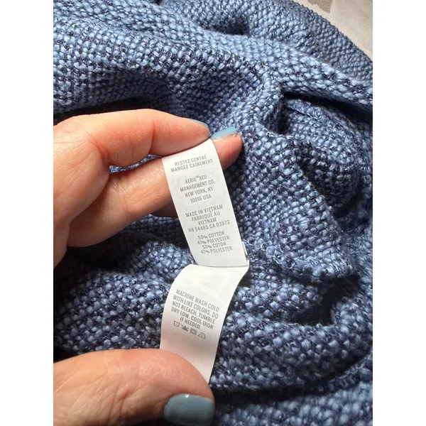 OFFLINE by Aerie Blue Marled Knit Funnel Neck Hoodie Sweater Large - Image 8