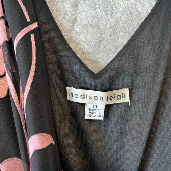 Vintage Y2K Black‎ Pink Floral Ruffle Hem Dress Cottagecore Coquette Sz 14 - Image 6