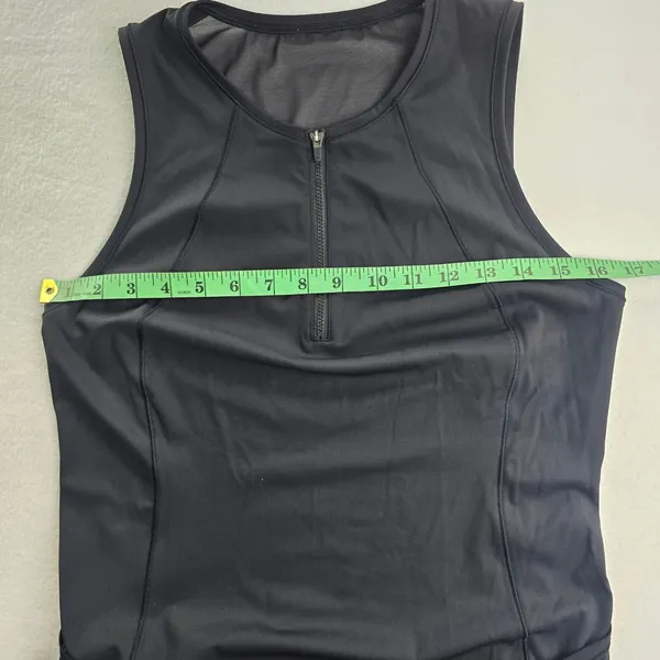 Athleta Match Point Tennis Dress Black Mesh Racerback Quarter Zip‎ Pockets M - Image 10