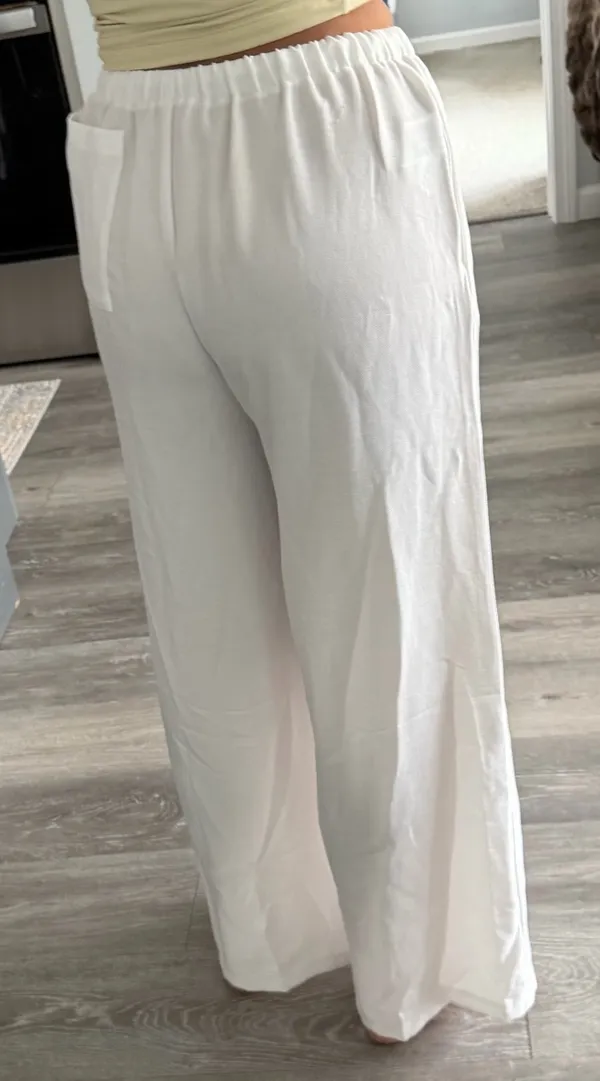 Musera White Flowy Pants - Image 2