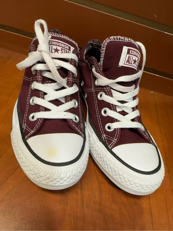 Converse All Star Burgundy Plaid Low Top Sneakers Women’s 6 - Image 2