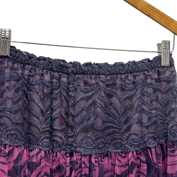 Y2K Womens Whimsygoth Skirt‎ Purple Black Floral Lace Waist Midi Fairygrunge - Image 3