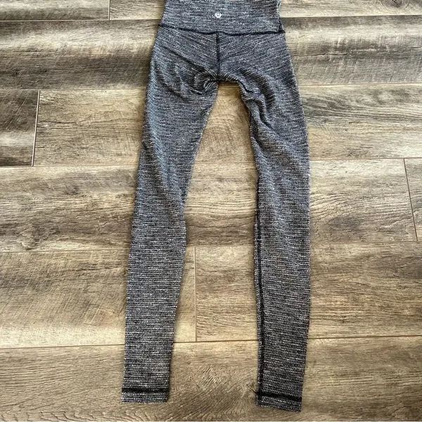 Lululemon Wunder Under Pant Coal Mini Check Pique Texture Knit Leggings Size 2 - Image 11