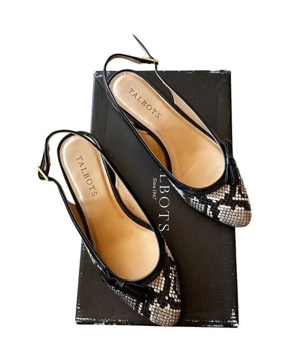 NIB TALBOTS EDISON BOW EMBOSSED SLINGBACK FLATS 100% Leather - Image 5