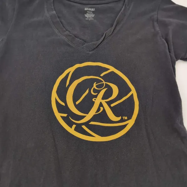 Crown Royal Logo Women's Black Graphic Two Faced V-Neck T-Shirt - Size M - GUC - Image 3