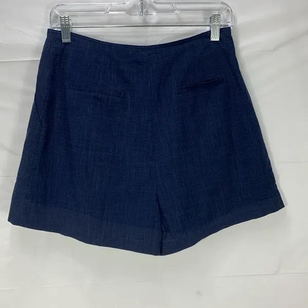 Gilli Navy Blue Linen Button Fly High Waisted Shorts Size Medium - Image 5