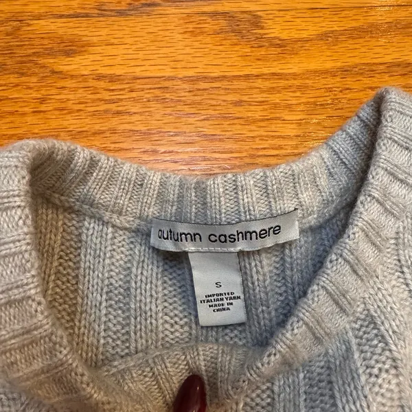 💜Autumn Cashere Light Gray Ribbed Knit Sweater - Image 3