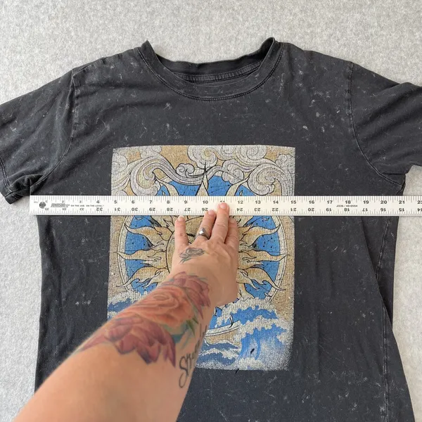 Vintage Y2K Mystic Sun‎ Shirt Gypsy Waves Retro Clouds Black Grey Medium Read! - Image 5
