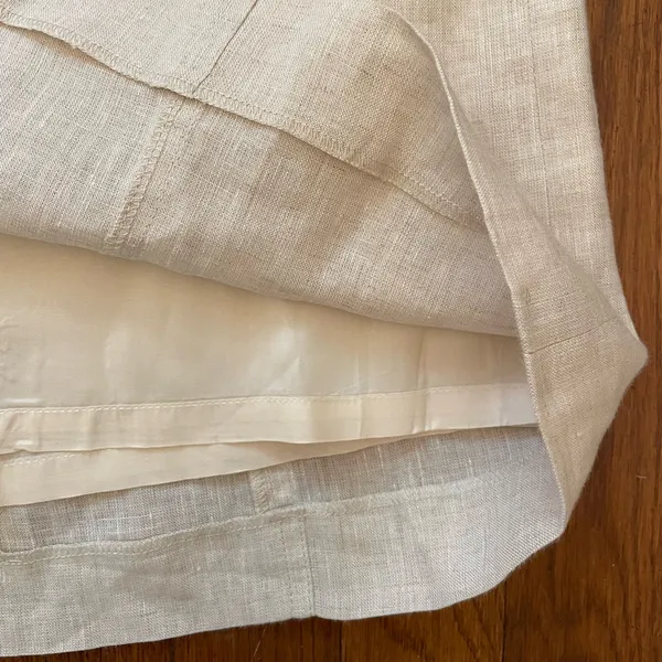 💥Brooks Brothers 100% Linen A-Line Skirt Cream Natural Pockets Size 8💛 - Image 6
