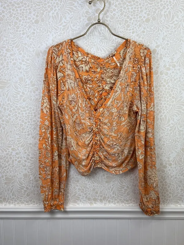 Free People Say The Word Blood Orange Deep V-Neck Crop Top - Size - Small - Image 7