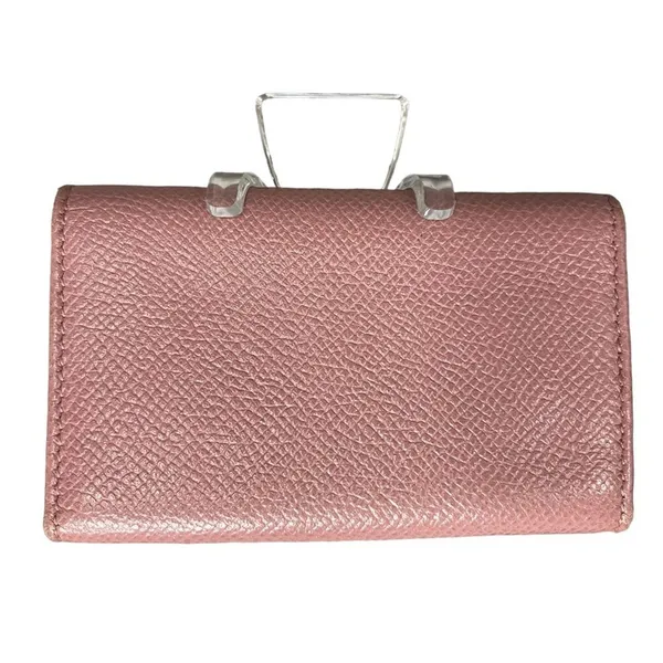 BVLGARI Bulgari Key Holder Grain Calf Leather Pink Red Series Gold Hardware EUC - Image 3