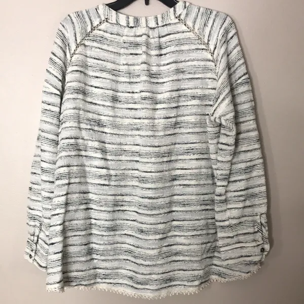 Free People Women's Henley Textured Striped Pullover Top Small - Image 11