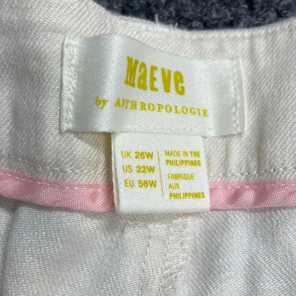 Maeve Anthropologie Cream Linen Blend Pleated Wide Leg Pants Plus Size 22W - Image 3