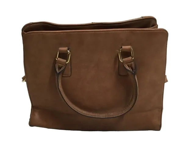 Vegan Leather Patchwork Bag Brown - Image 4