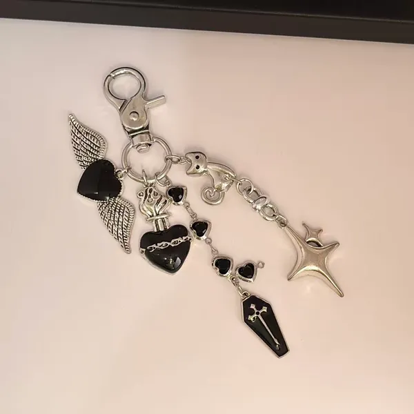 Angel Wings Cross Star Keychain Charm for Men Women Car Keychain Key Ring Bag Charm Couple Gifts - Image 2