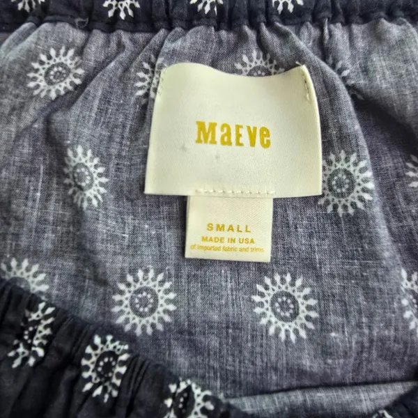 Maeve Anthropologie Navy‎ Blue Sunburst Print Off the Shoulder Cotton Blouse S - Image 4