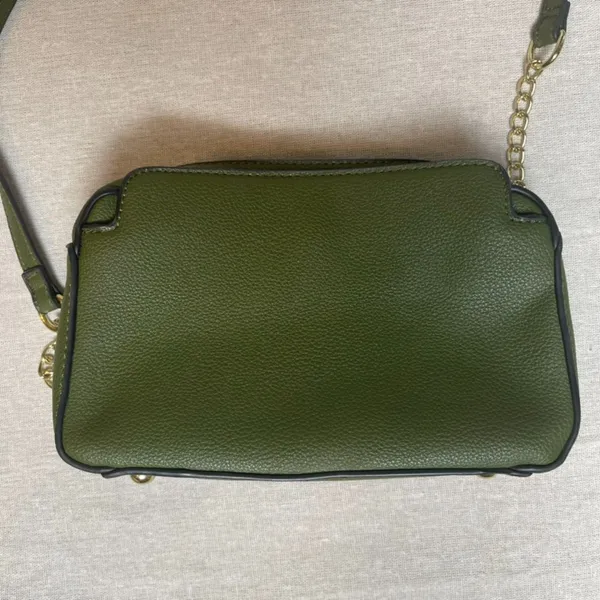 Olive Green Vegan Leather Camera Bag Crossbody Purse - Image 3