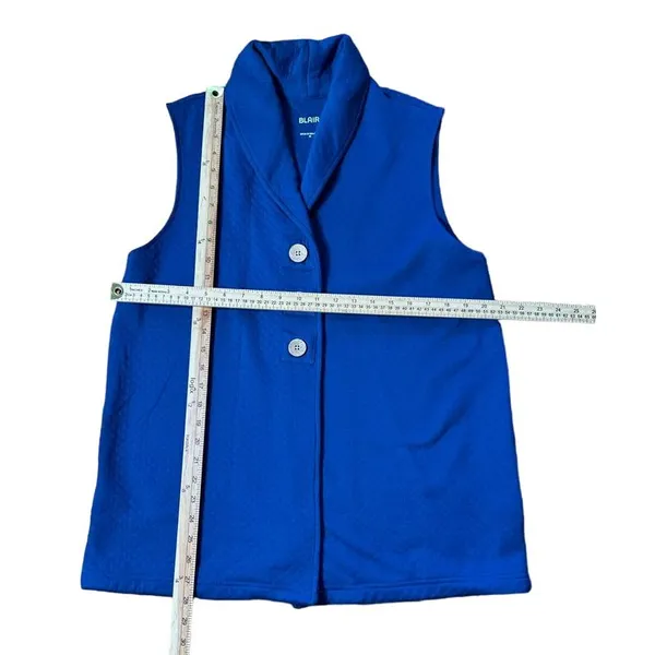 Blair Royal Blue Sleeveless Button-Front Vest Elegant Workwear Top Size‎ M - Image 2