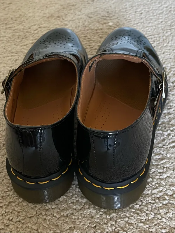DR. MARTENS 8065 Black Patent Leather Mary Jane Double Strap Buckle Shoes Size 9 - Image 6