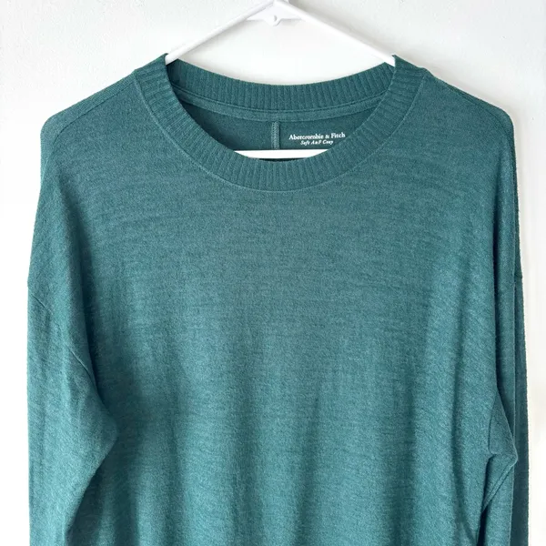 Abercrombie & Fitch Forest Green Soft A&F Cozy Knit Pullover Slouchy Oversized - Image 2
