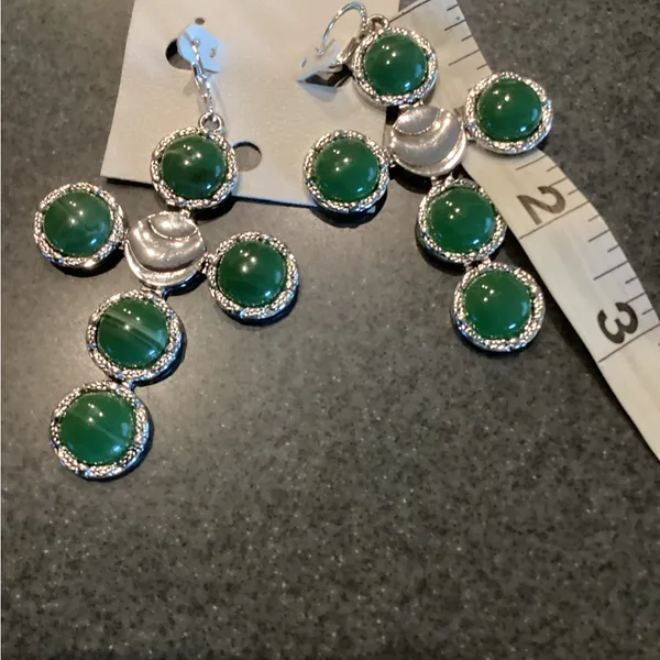 Free people Green and Silver Drop Earrings - Image 3