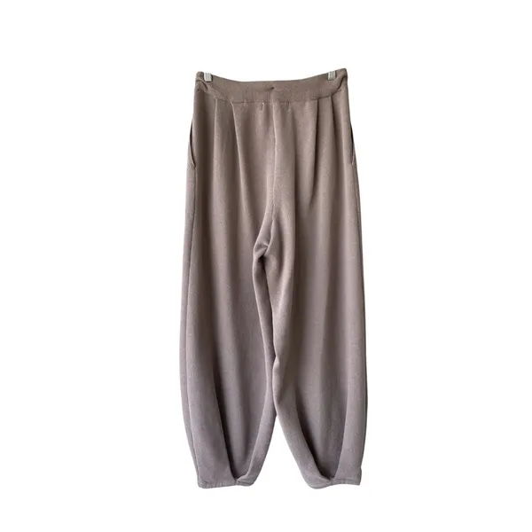 Urban Outfitters Mauve‎ Brown Linen Blend Pleated Knit Sweater Pants Large - Image 2