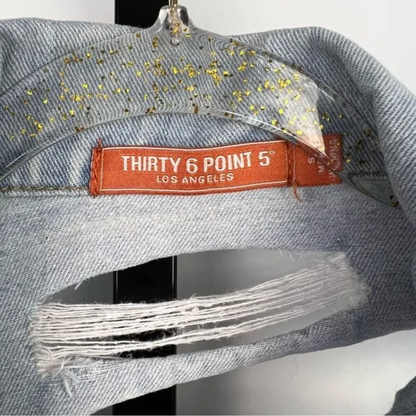 Thirty 6 Point 5 Denim Jacket Women S Blue Oversized Distressed Grunge Boyfriend - Image 7