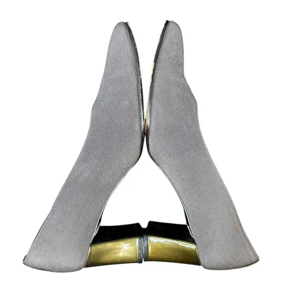 Stuart Weitzman Shoes Womens Size 6C‎ Gray Block Heel Square Toe Dress Pumps - Image 6