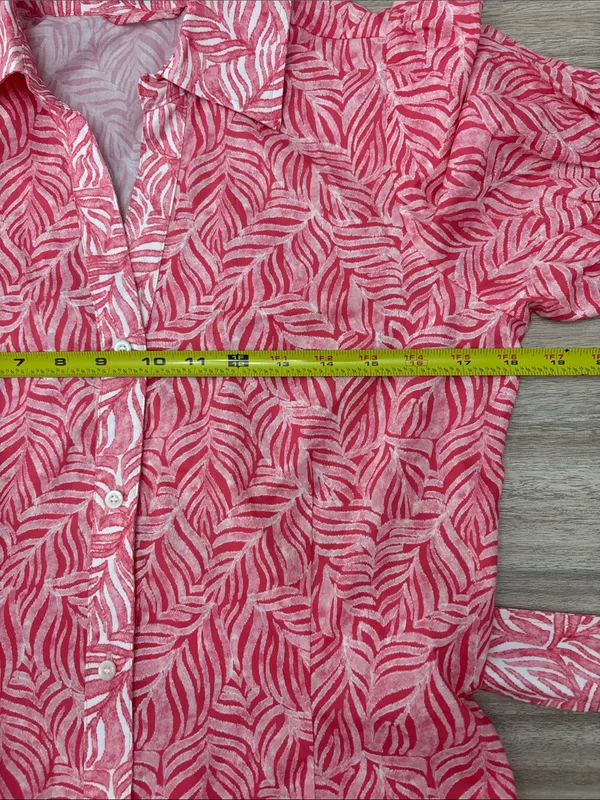 J. McLaughlin Short Sleeve Button Front Midi Dress Women Size XS Pink White - Image 5