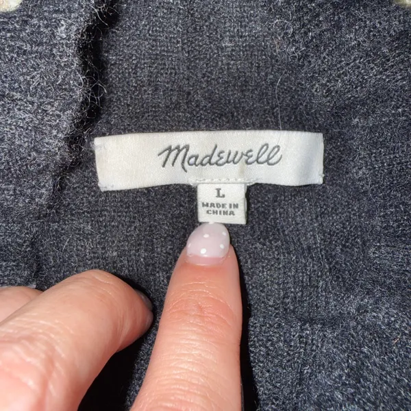 Madewell Mock Neck Sweater Women Large Black Excellent Ribbed Alpaca Blend Knit - Image 3