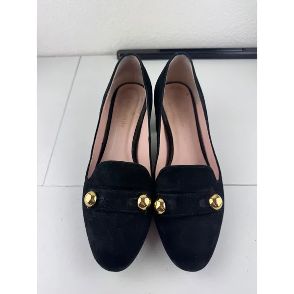 Kate Spade Middleton Black Suede Block Heel Loafers Pointed Heel Womens Size 6.5 - Image 3