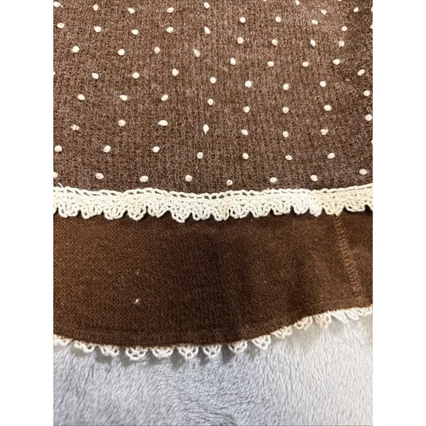 Altar’d State Brown And Cream Dot Sweater Crochet Lace Trim Bell Sleeve Size L - Image 4