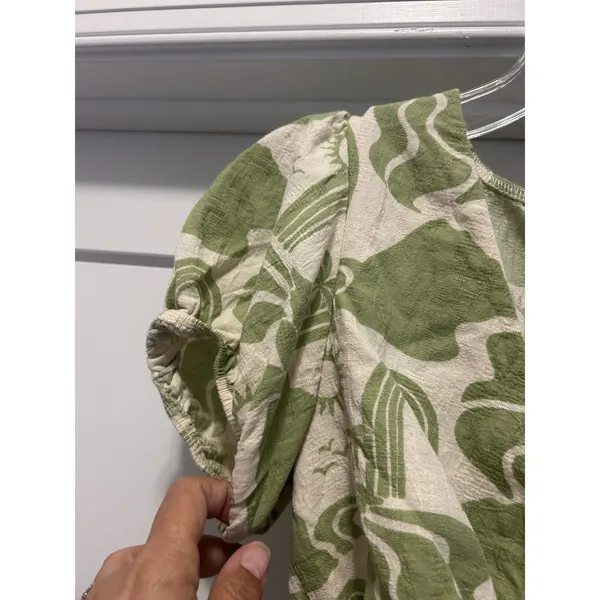 Show Me Your Mumu Green Floral Puff Short Sleeve Cut Out Mini Dress Size Medium - Image 5