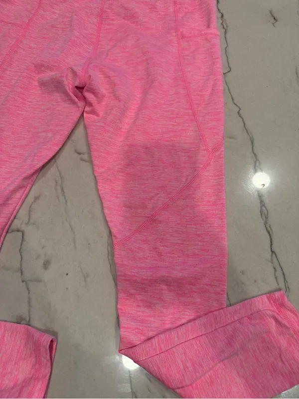 Cabana by Crown & Ivy Pink Space Dye High Waisted Athletic Leggings Pockets Med - Image 9