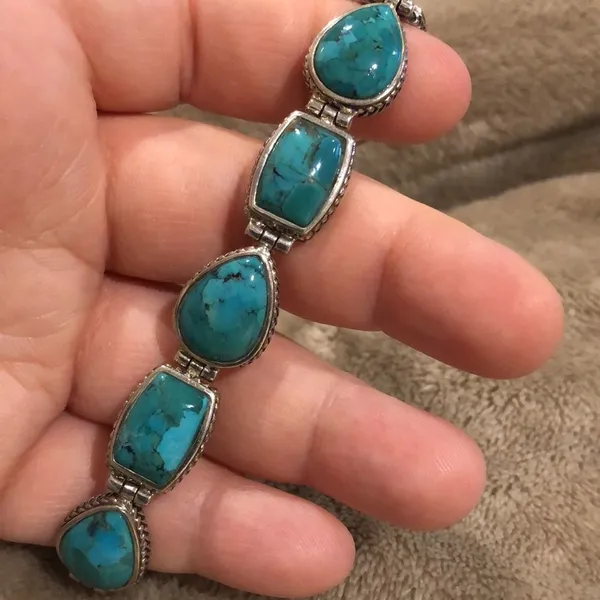 Barse Turquoise Sterling Silver Necklace Earrings Bracelet Ring Rope Accent Set - Image 5