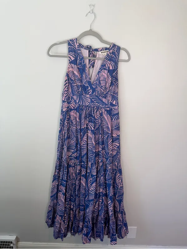 Boden Serena Cotton Tie Maxi Dress Multi Tropical Print Parrot - Image 2