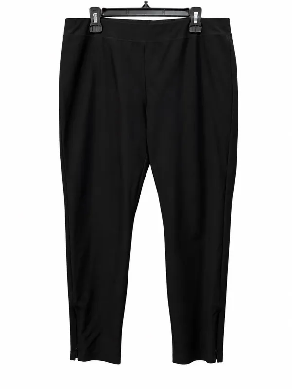 Eileen Fisher Black Washable Stretch Crepe Pants with Ankle Zippers Size L - Image 2