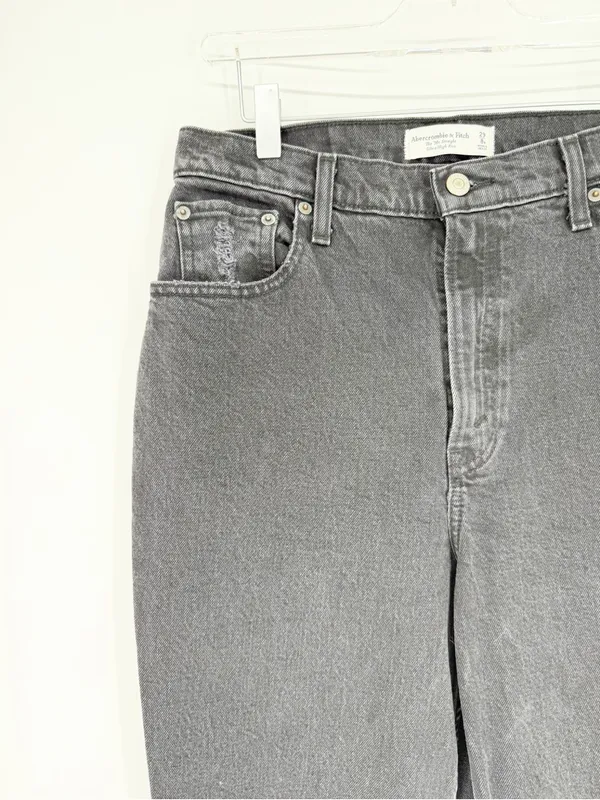 Abercrombie & Fitch 90s Straight Ultra High Rise Curve Love Distressed Jeans 29 - Image 5