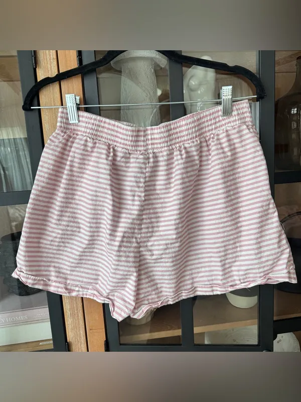 Striped boxer shorts bow sewn on patch dusty pink parke daily drills high rise - Image 4