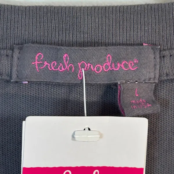 Fresh Produce Womens V-Neck T-Shirt Oyster Grey Cotton Short Sleeve Large‎ - Image 4