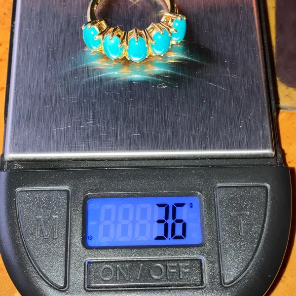 Premium Kingman Turquoise Sterling Silver Ring Size 8 Blue - Image 10
