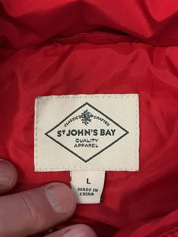 St Johns Bay Vest Womens Large Red Quilted Puffer Lightweight Zip Front Pockets - Image 5